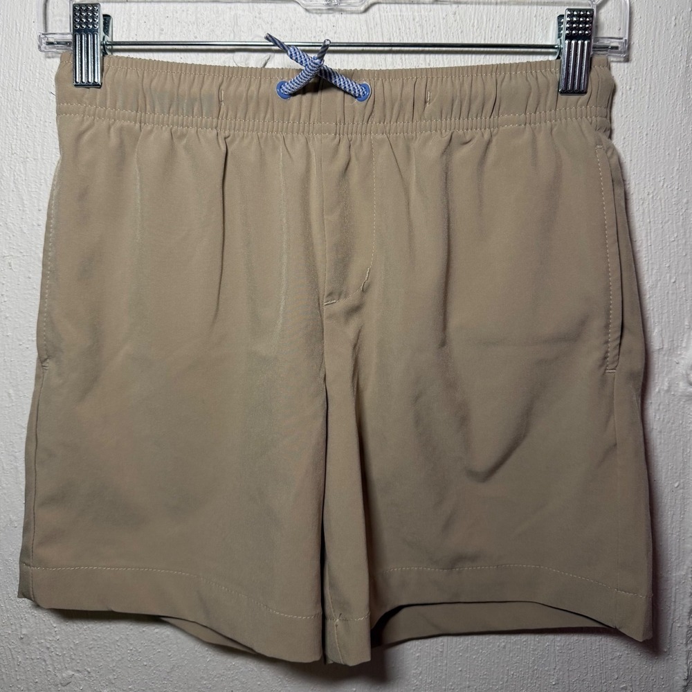 TailorByrd Performance Kids Khaki Tan Hybrid Shorts Size M 10-12 Flamingo Logo